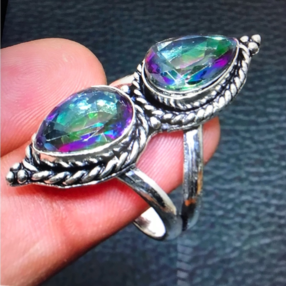 Mystic Topaz Stamped 925 Sterling Silver Ring